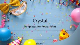  Presentation with colorful birthday frame party - Colorful PPT layouts enhanced with sylvester - colorful frame with party items backdrop and a light blue colored foreground