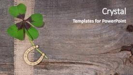  Presentation with four leaf clover - Audience pleasing slide deck consisting of sylvester - horseshoe and four-leaf clover backdrop and a gray colored foreground