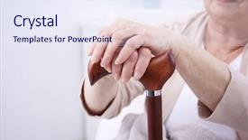  Presentation with hands holding - Amazing PPT theme having symapthy - female hands holding walking stick backdrop and a sky blue colored foreground