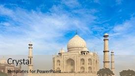  Presentation with taj mahal - PPT theme with woman with techno glasses isolated background and a light gray colored foreground.
