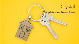  Presentation with realtor - Presentation theme consisting of symbol and keys on yellow background and a yellow colored foreground