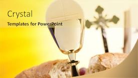  Presentation with christianity - Theme with christian eucharist - symbol christianity religion background and a yellow colored foreground