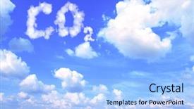  Presentation with co2 - PPT theme consisting of symbol co2 from clouds background and a light blue colored foreground