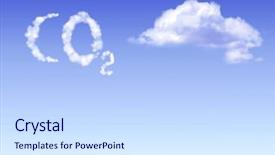  Presentation with co2 - PPT theme with symbol co2 from clouds background and a light gray colored foreground