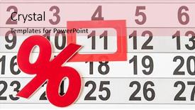  Presentation with percent - Audience pleasing presentation consisting of symbol discount on paper calendar backdrop and a coral colored foreground