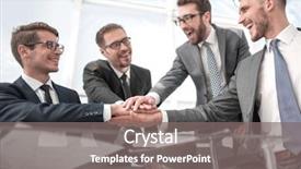  Presentation with business partner people joining hand - PPT theme enhanced with symbol friendship - group of business people background and a gray colored foreground
