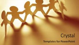  Presentation with chain - PPT theme consisting of symbol friendship - team of paper chain people background and a gold colored foreground