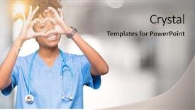  Presentation with for african american women heart disease - Colorful slide set enhanced with symbol friendship - young african american doctor woman backdrop and a light gray colored foreground