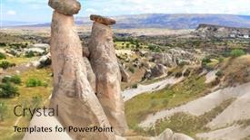  Presentation with fairy - Presentation theme consisting of symbol-of-cappadocia-fairy-chimney background and a coral colored foreground