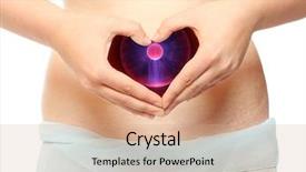  Presentation with hands heart - Beautiful PPT theme featuring symbol of egg cell backdrop and a coral colored foreground