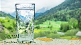  Presentation with water glass - Cool new presentation theme with symbol of freshness and purity backdrop and a mint green colored foreground