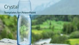  Presentation with water bottle - Theme enhanced with symbol of freshness and purity background and a light blue colored foreground