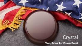  Presentation with american flag - Beautiful theme featuring symbol-of-law-and-justice backdrop and a tawny brown colored foreground