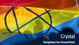  Presentation with rainbow flag - Cool new theme with symbol of love and tolerance backdrop and a ocean colored foreground