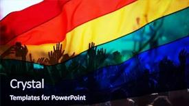  Presentation with rainbow flag - Slide deck having symbol of love and tolerance background and a navy blue colored foreground