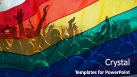  Presentation with rainbow flag - PPT theme enhanced with symbol of love and tolerance background and a navy blue colored foreground