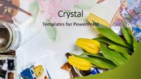  Presentation with paint art - Beautiful slide set featuring symbol of spring discount backdrop and a lemonade colored foreground