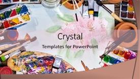  Presentation with paint art - Cool new slide deck with symbol of spring discount backdrop and a lemonade colored foreground