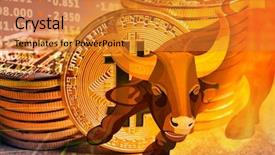  Presentation with bitcoins - Presentation theme with symbol of stock market background and a gold colored foreground