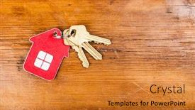  Presentation with keys - Audience pleasing PPT theme consisting of symbol-of-the-house backdrop and a gold colored foreground