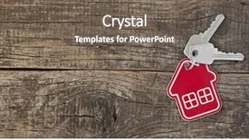  Presentation with house key - Cool new presentation theme with broker - symbol of the house backdrop and a gray colored foreground