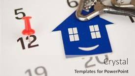  Presentation with real estate purchase - Colorful slide set enhanced with symbol-of-the-house backdrop and a sky blue colored foreground