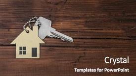  Presentation with house key - Colorful slide set enhanced with symbol of the house backdrop and a tawny brown colored foreground