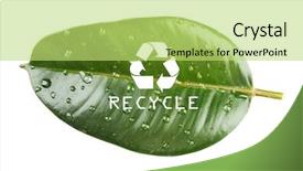  Presentation with green leaf water drops - Slide deck consisting of symbol on green leaf recycling background and a  colored foreground