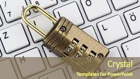  Presentation with computer hacking - Slides featuring symbol photo for data security background and a tawny brown colored foreground