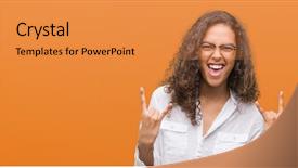  Presentation with teal design music symbol - Theme consisting of symbol with hands up music background and a  colored foreground