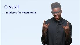  Presentation with african american church - Audience pleasing slide set consisting of symbol with hands up music backdrop and a  colored foreground