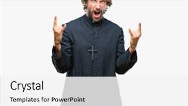  Presentation with rock star - Presentation theme consisting of symbol with hands up music background and a  colored foreground