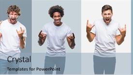  Presentation with vintage music - PPT theme featuring symbol with hands up music background and a light blue colored foreground