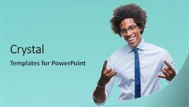  Presentation with music business - Audience pleasing PPT theme consisting of symbol with hands up music backdrop and a  colored foreground