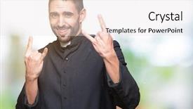  Presentation with christian holy communion symbol christianity - PPT theme with symbol with hands up music background and a sky blue colored foreground