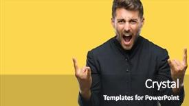  Presentation with rock music - Audience pleasing slide deck consisting of symbol with hands up music backdrop and a dark gray colored foreground