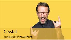  Presentation with teal design music symbol - Slide set having symbol with hands up music background and a yellow colored foreground