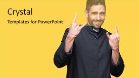  Presentation with christian church - Cool new theme with symbol with hands up music backdrop and a yellow colored foreground