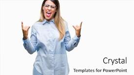  Presentation with music business - Presentation theme featuring symbol with hands up music background and a  colored foreground