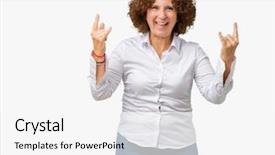  Presentation with businees - Presentation theme having symbol with hands up music background and a  colored foreground