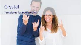  Presentation with love music - Slide deck with symbol with hands up music background and a sky blue colored foreground