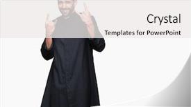  Presentation with rock star - Presentation design enhanced with symbol with hands up music background and a white colored foreground