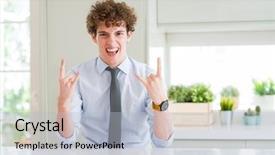  Presentation with music business - Slide set with symbol with hands up music background and a  colored foreground