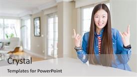  Presentation with teal design music symbol - Presentation having symbol with hands up music background and a mint green colored foreground