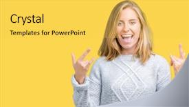  Presentation with rock star - Slides consisting of symbol with hands up music background and a yellow colored foreground