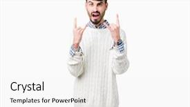  Presentation with teal design music symbol - Presentation design enhanced with symbol with hands up music background and a white colored foreground