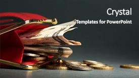  Presentation with red grey - PPT theme enhanced with symbolic bank - female red wallet with money background and a dark gray colored foreground