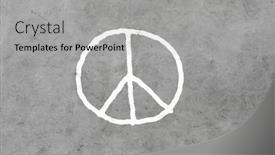  Presentation with hippie - Colorful slide set enhanced with symbolic pacifism and hippie concept - peace sign drawing on gray concrete wall backdrop and a light gray colored foreground
