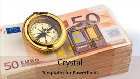  Presentation with european union banknotes and coins - Audience pleasing theme consisting of symbolic photo for europe monetary backdrop and a coral colored foreground