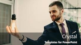  Presentation with light bulb - PPT theme having symbolic-photo-of-a-businessman background and a black colored foreground